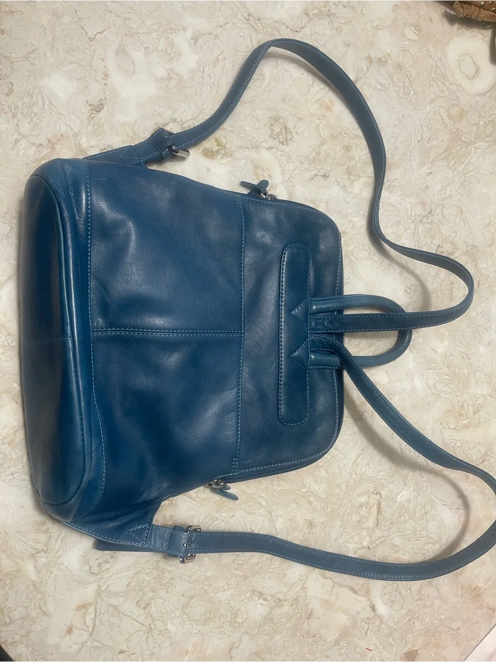 ili Peacock Blue Leather Backpack
